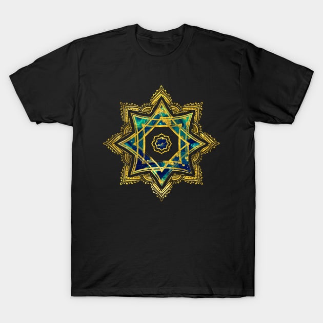 Golden Decorative Star of Lakshmi - Ashthalakshmi T-Shirt by Nartissima